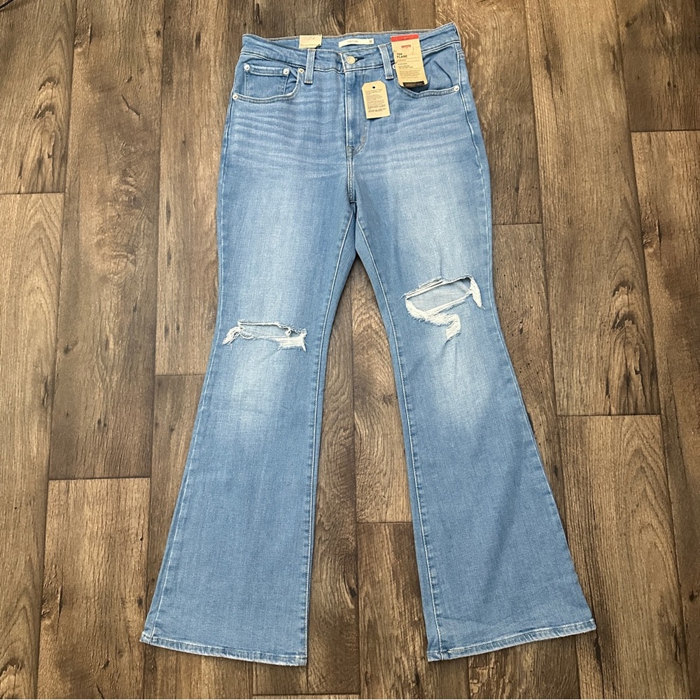 Levis 726 Flare Hypersoft High Rise Women’s Size 12 Long 31x32 Blue Denim New